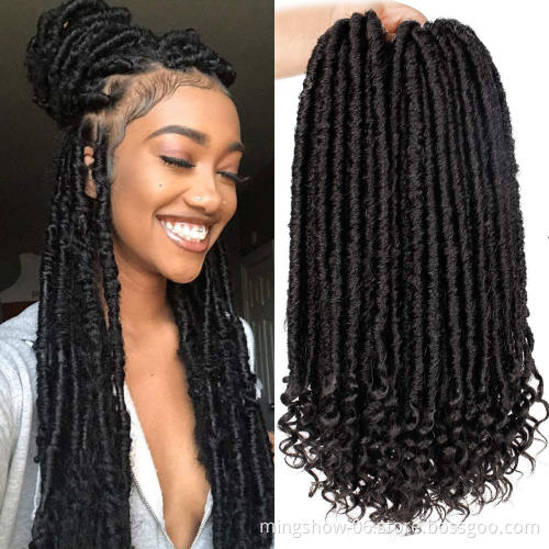 Wholesale crochet hair vendors pre - looped goddess locs crochet braids crochet braid hair faux locs with curly ends wavy faux
